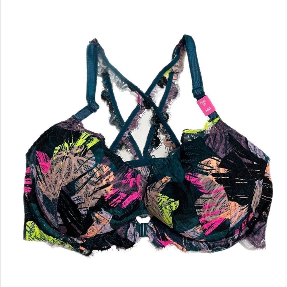 Victoria’s Secret Pink Date Push Up Padded racerback front closure bra 34D